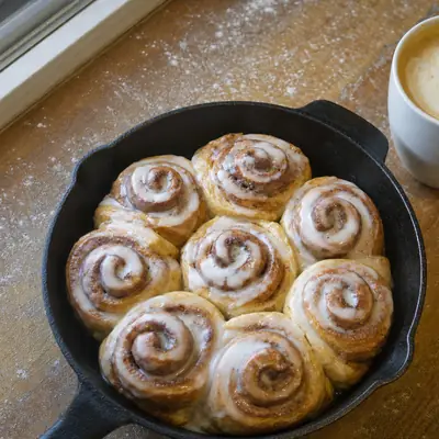 A close look at the cinnamon rolls.